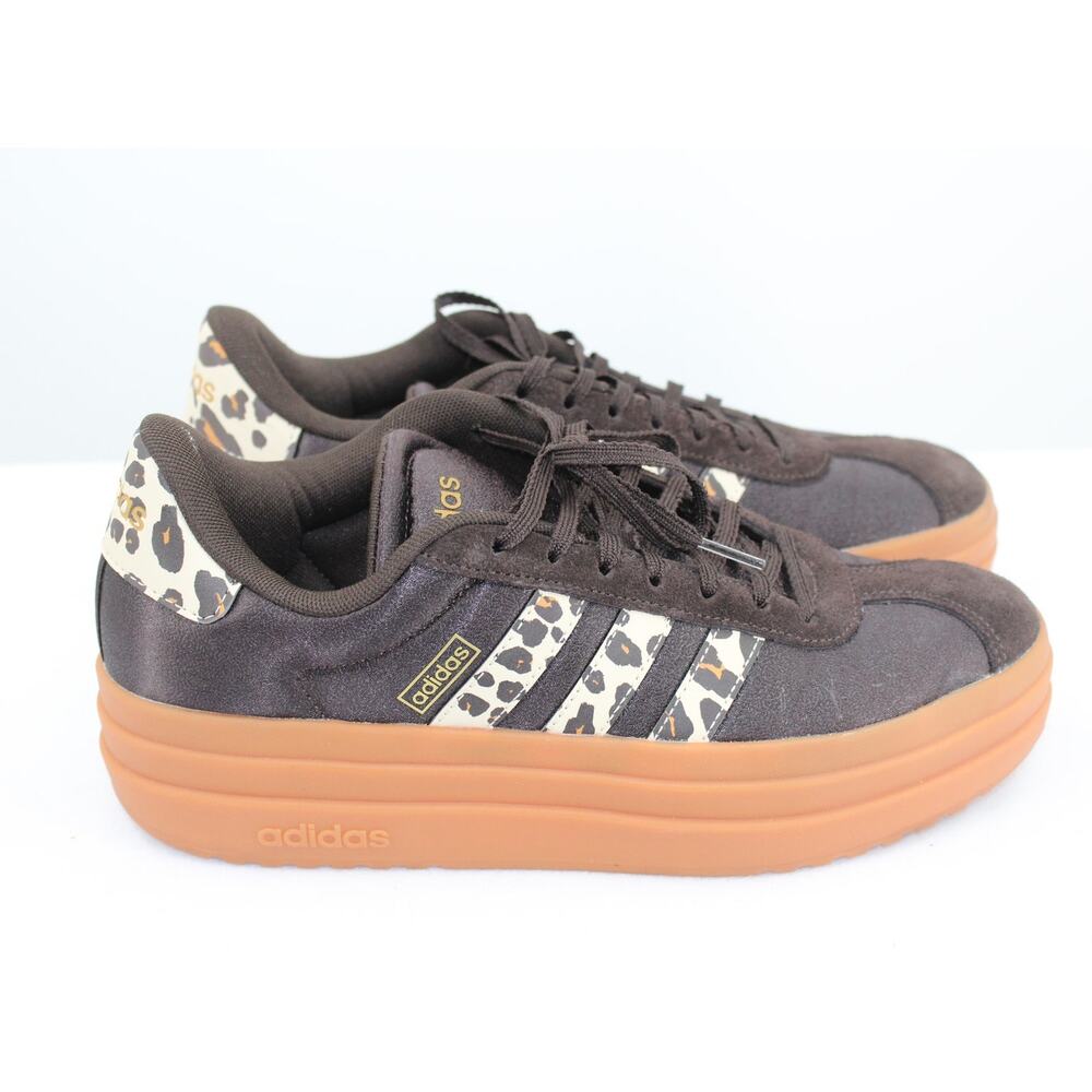 adidas VL Court Bold Black Brown White Animal Print KI3335 Women's 8